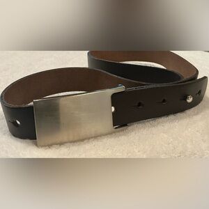 Vintage LANDES Genuine Leather Belt Silver Buckle | Made in Canada | 26"-32"
